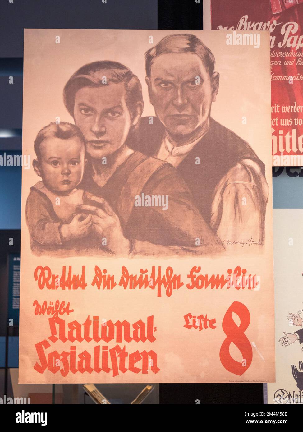 A National Socialists propaganda poster ('Rettet die Deutsche Familie' Save German Families-Vote National Socialists), Imperial War Museum, London, UK Stock Photo