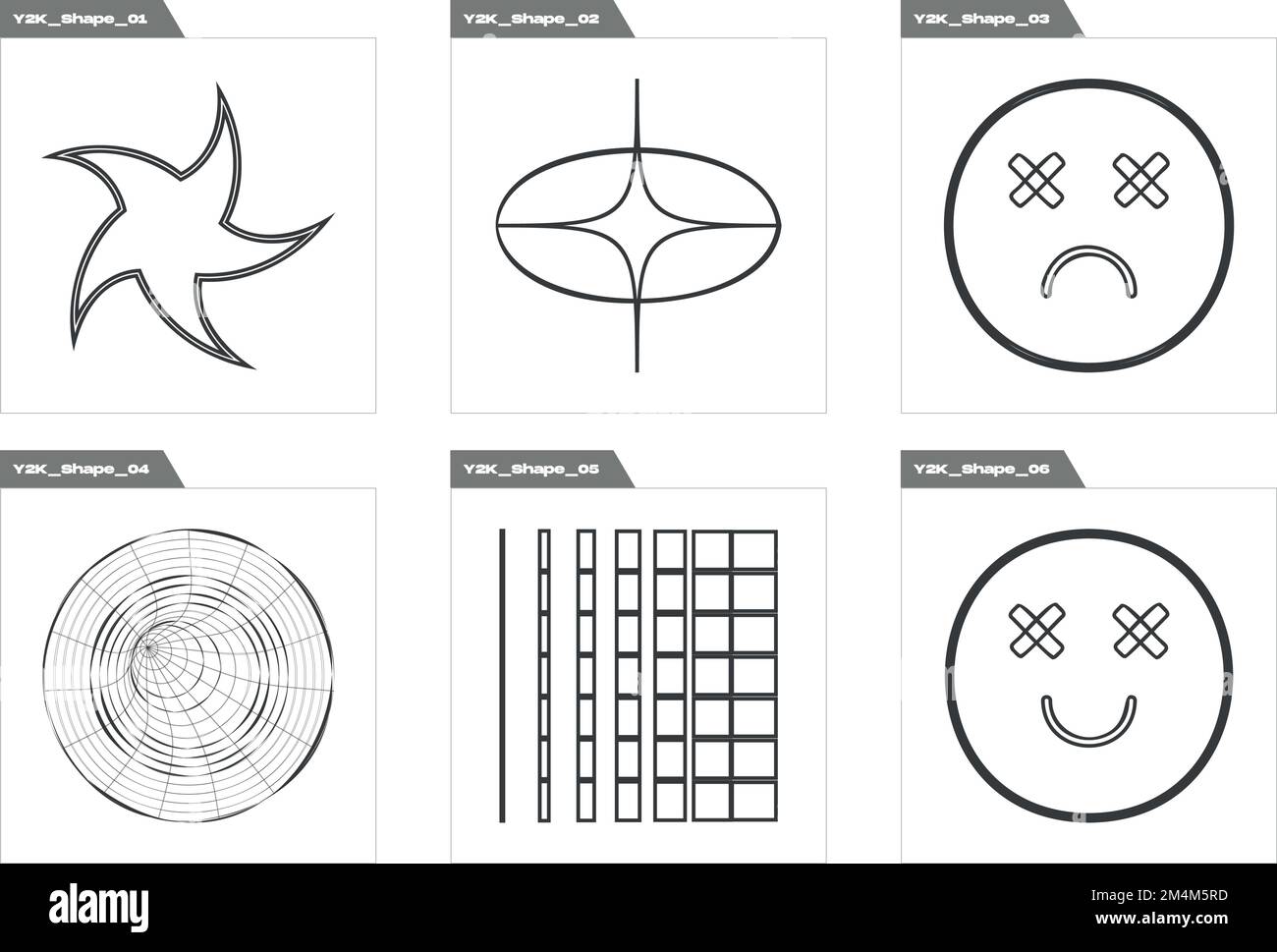 Brutalism shapes. Retro futuristic graphic ornaments. Cyberpunk