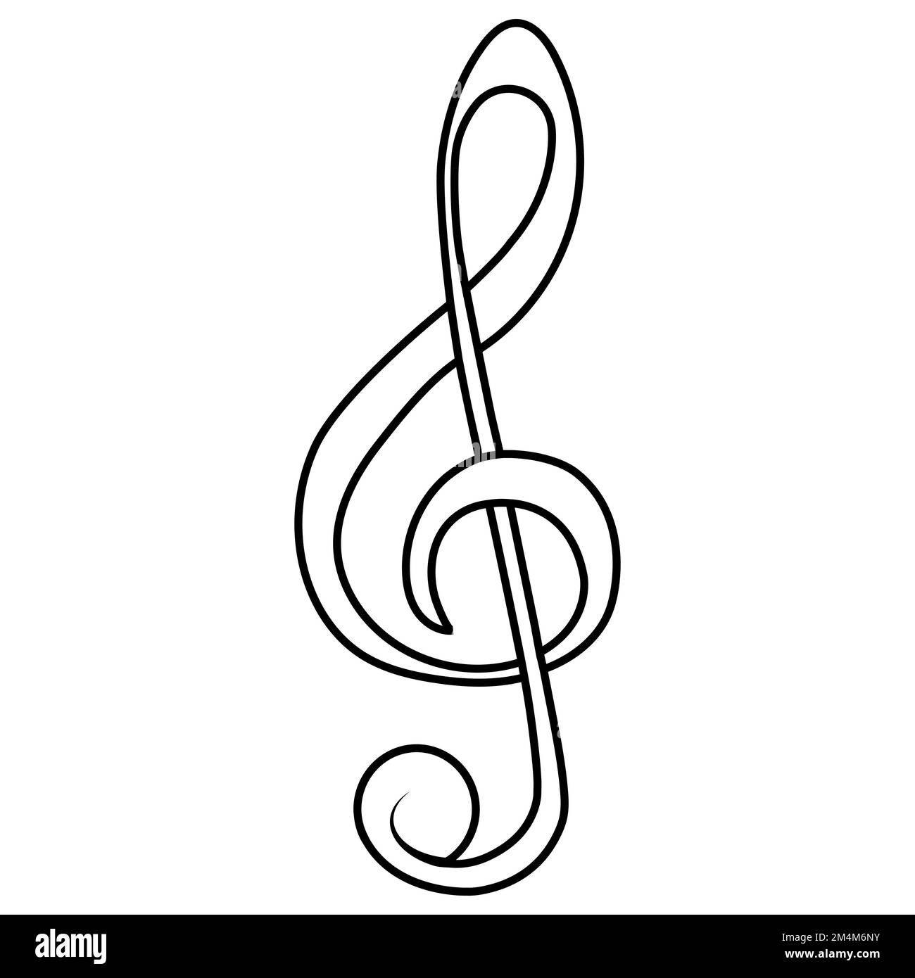 Clef treble music key, violin sheet black swirl, clef treble Stock