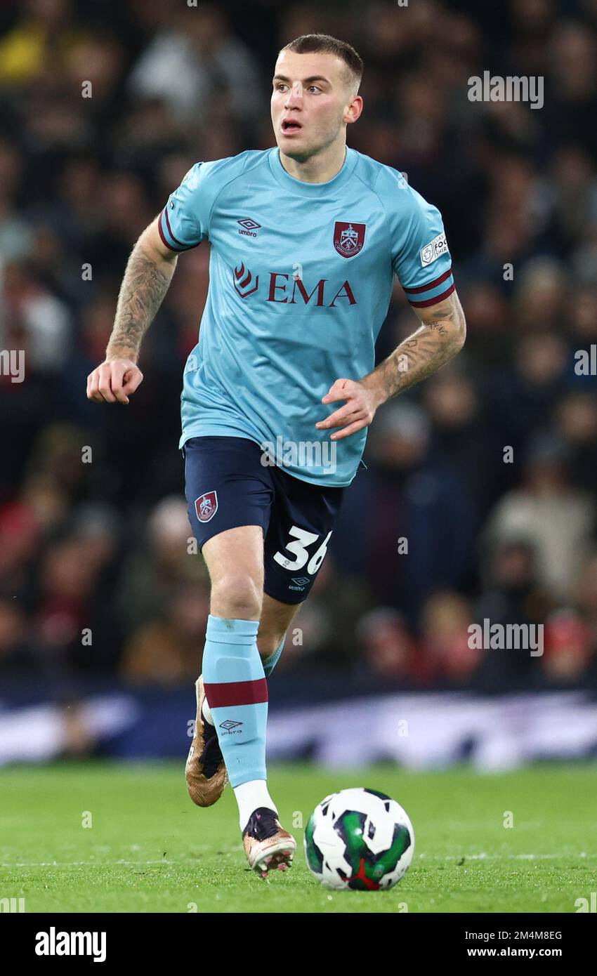 Manchester, England, 21st December 2022. Jordan Beyer of Burnley during the  Carabao Cup match at Old Trafford, Manchester. Picture credit should read:  Darren Staples / Sportimage Stock Photo - Alamy