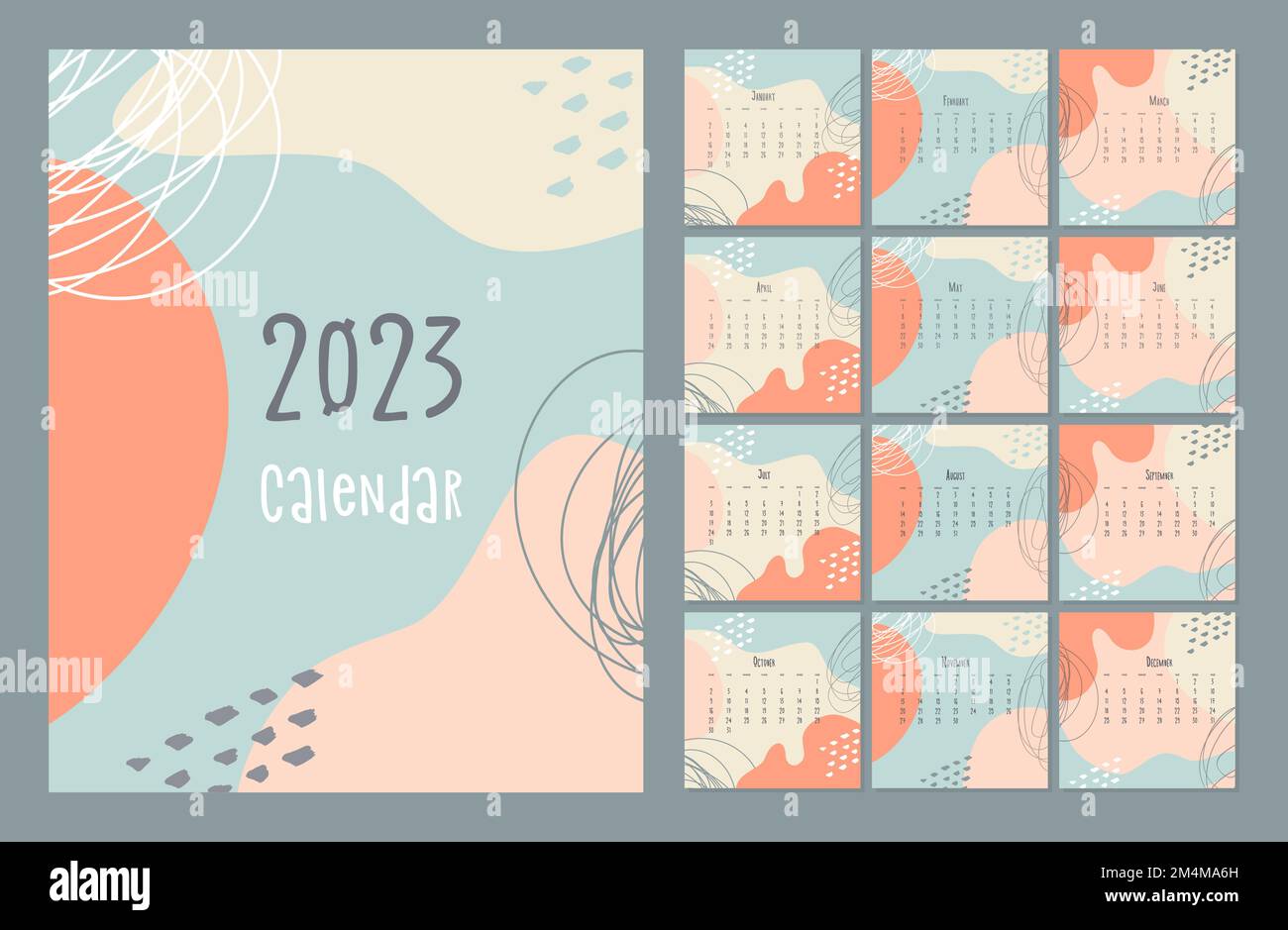 Calendar 2023 Pastel Color Template, Calendar 2023, 2023, 2023 Calendar