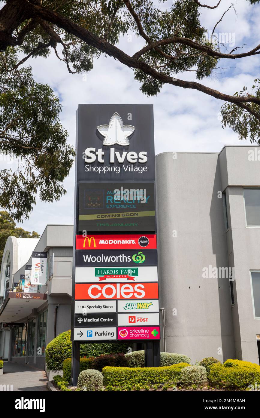 St Ives shopping village in Sydney, various stores and major