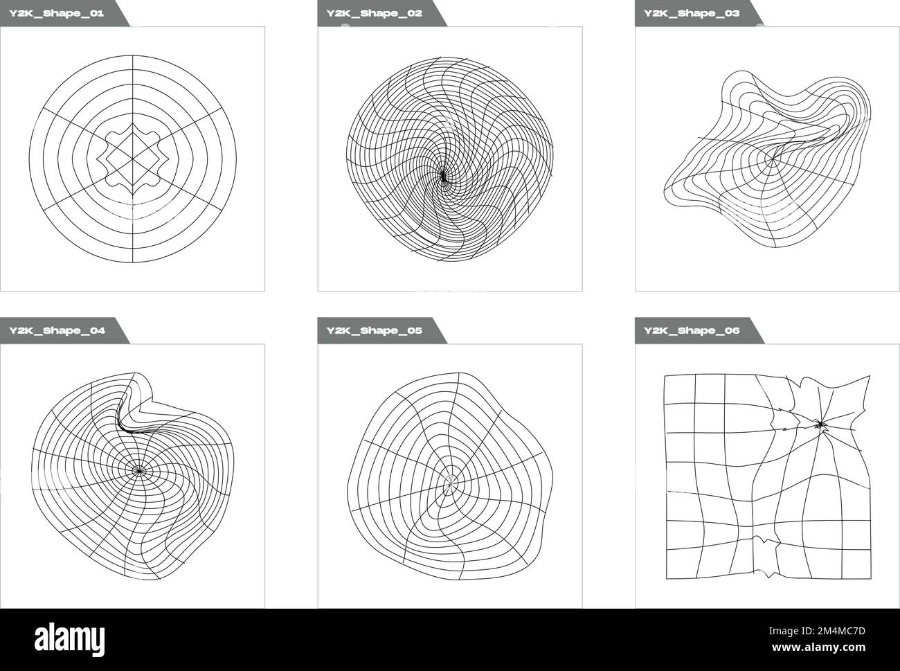 Vector set of Y2K. Rave psychedelic retro futuristic set. Flat ...