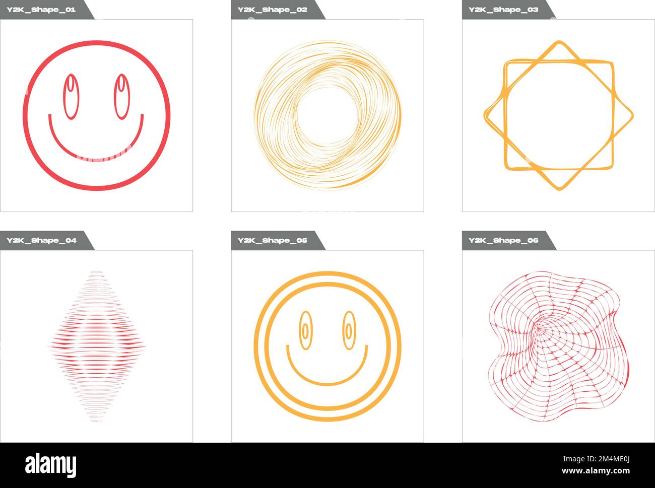 Vector set of Y2K. Rave psychedelic retro futuristic set. For modern T ...