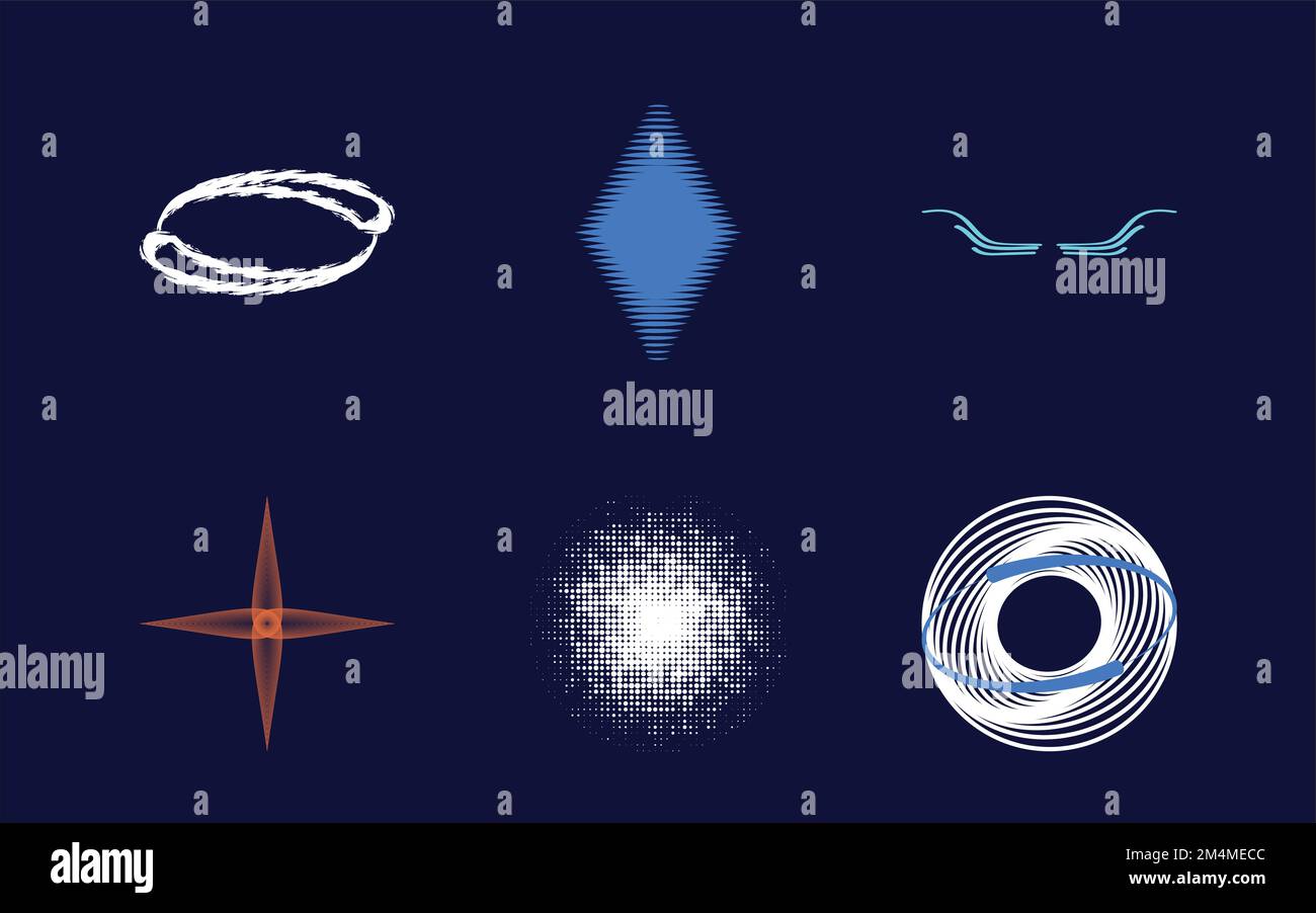 Vector set of Y2K. Rave psychedelic retro futuristic set. Flat ...