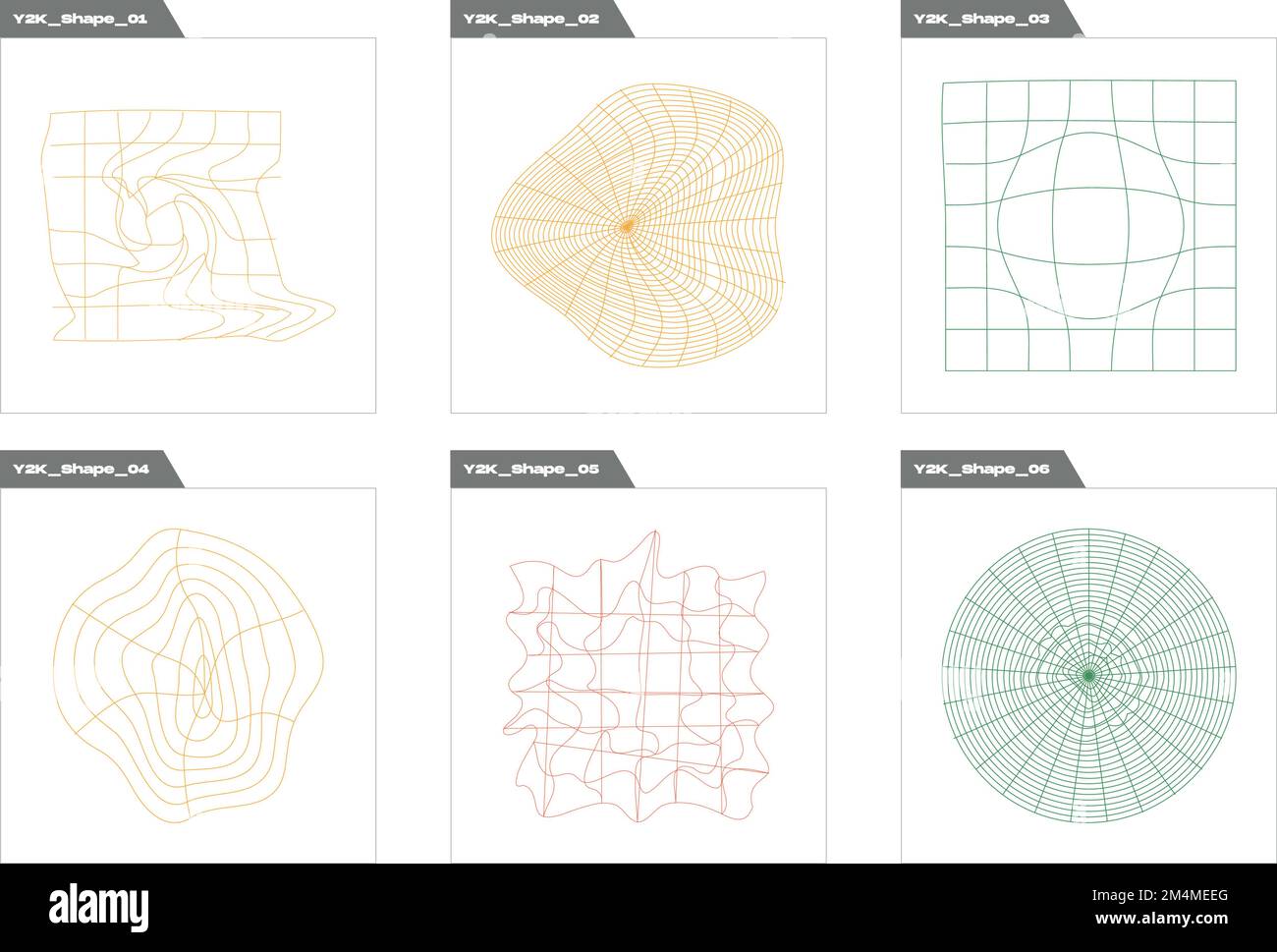 Set of Y2K style vectors of objects. Big collection of abstract graphic ...