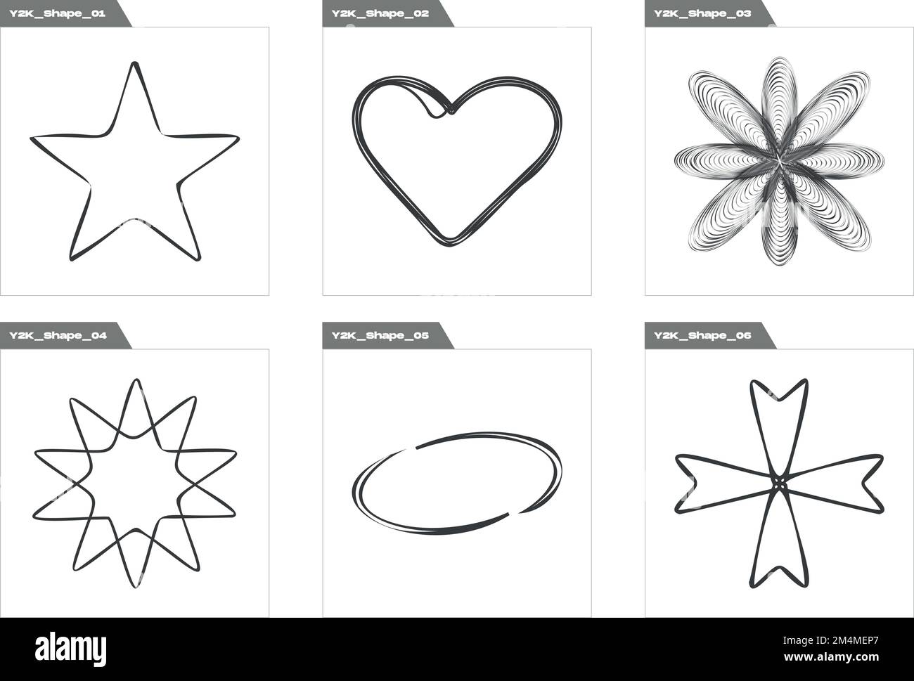 Vector Graphic Assets Set. Large set of retro objects for design. Modern abstract forms. Stock Vector