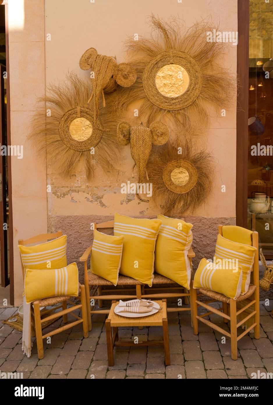 Geschäft, einheimische Möbel und Flechtwaren, Arta, Mallorca, Spanien Stock Photo