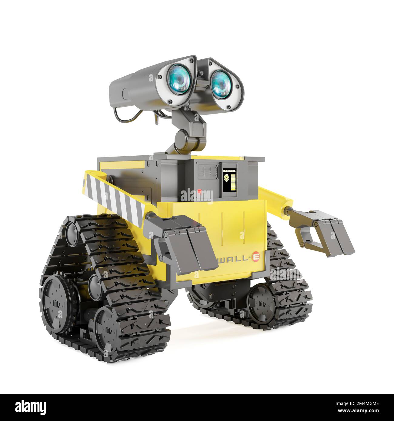 A 3D render of the Pixar WALLE character isolated on a white