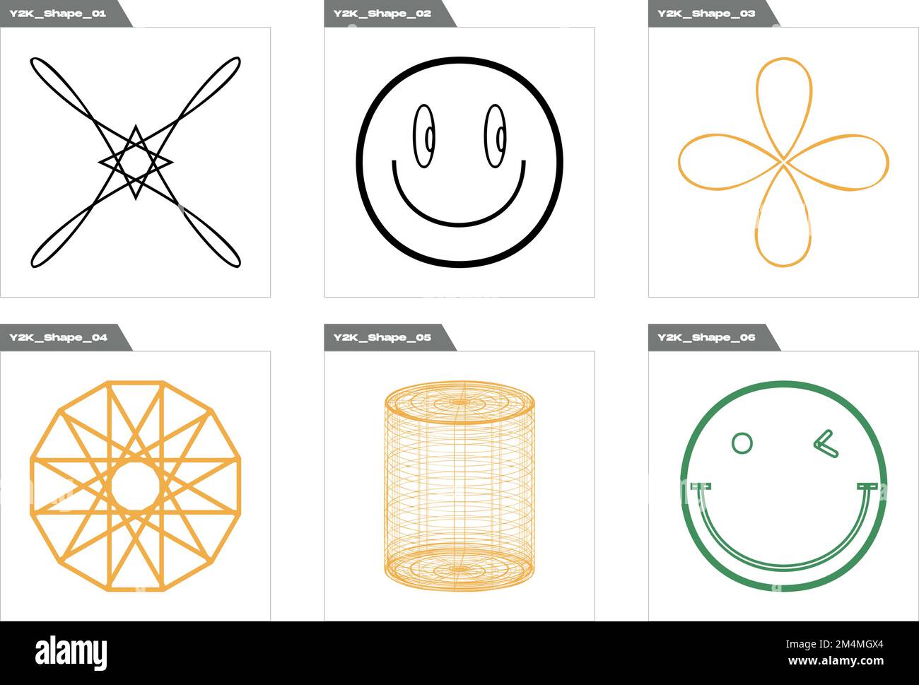 Collection of Y2K elements. Rave psychedelic retro futuristic set ...