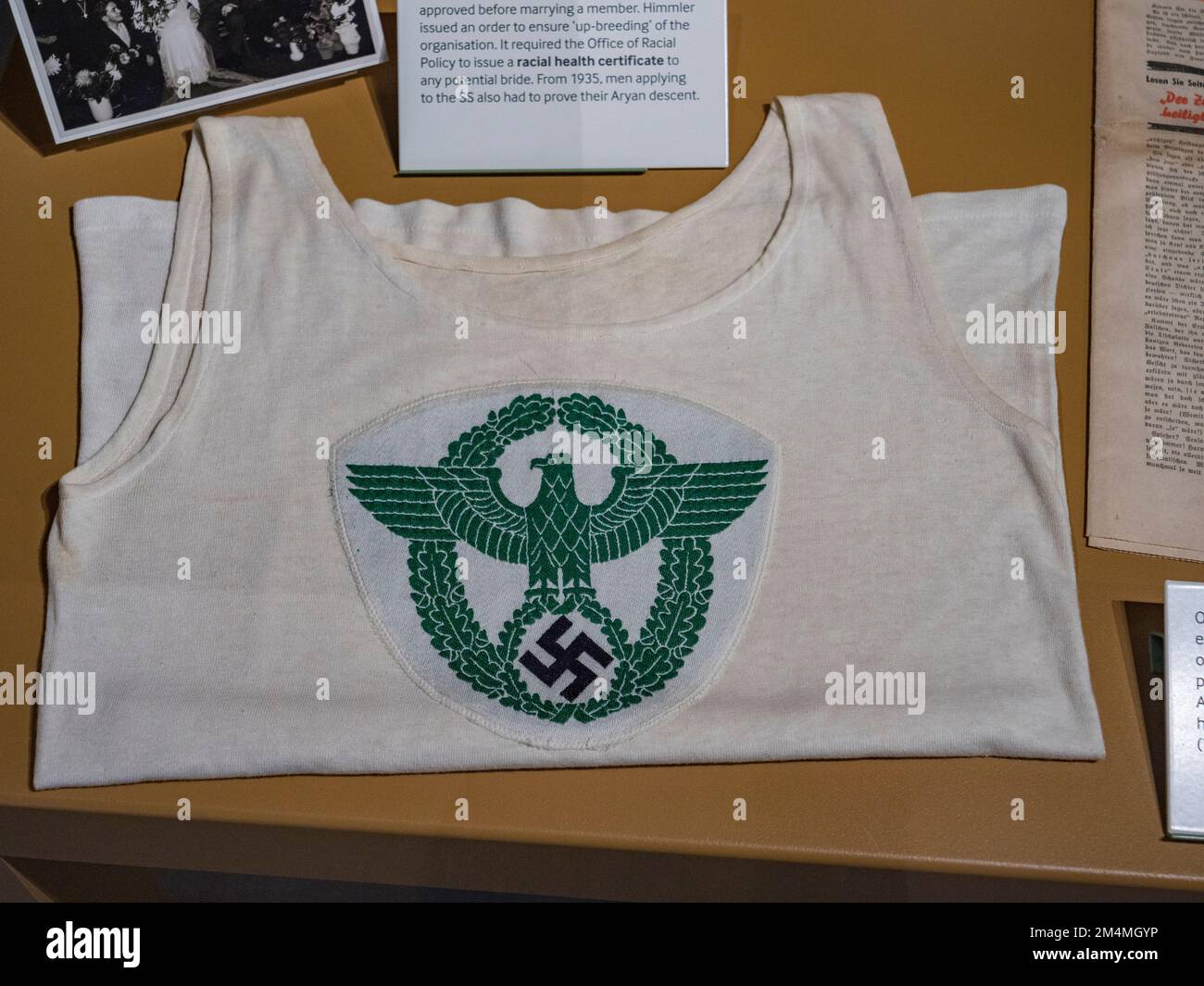 Athletics singlet issued to members of the SS, Imperial War Museum, London, UK. Stock Photo
