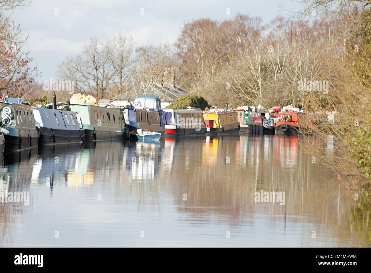 The Macclesfield Canal on a cold winter day at Higher Poynton Cheshire