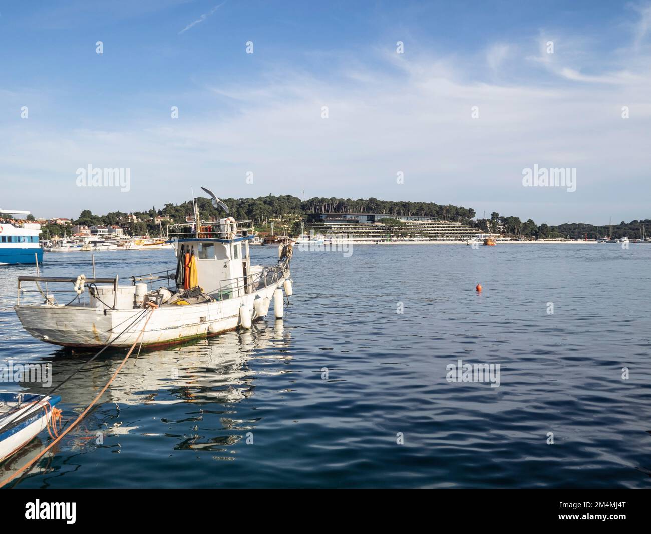 View from harbour towards Grand Hotel, Rovinj, Istria, Croatia Stock Photo