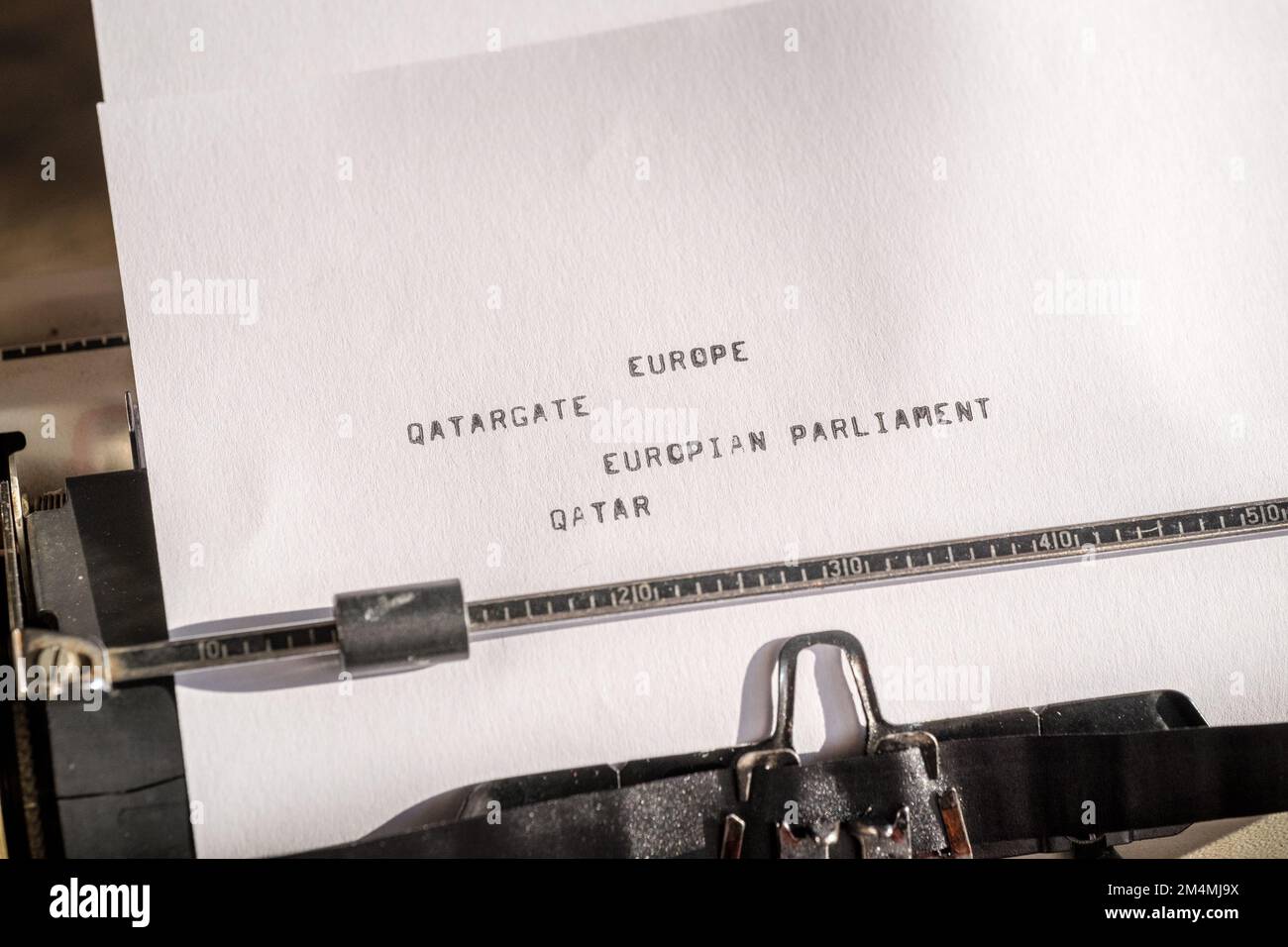 The qatargate scandal inside the European parliament writtten on a