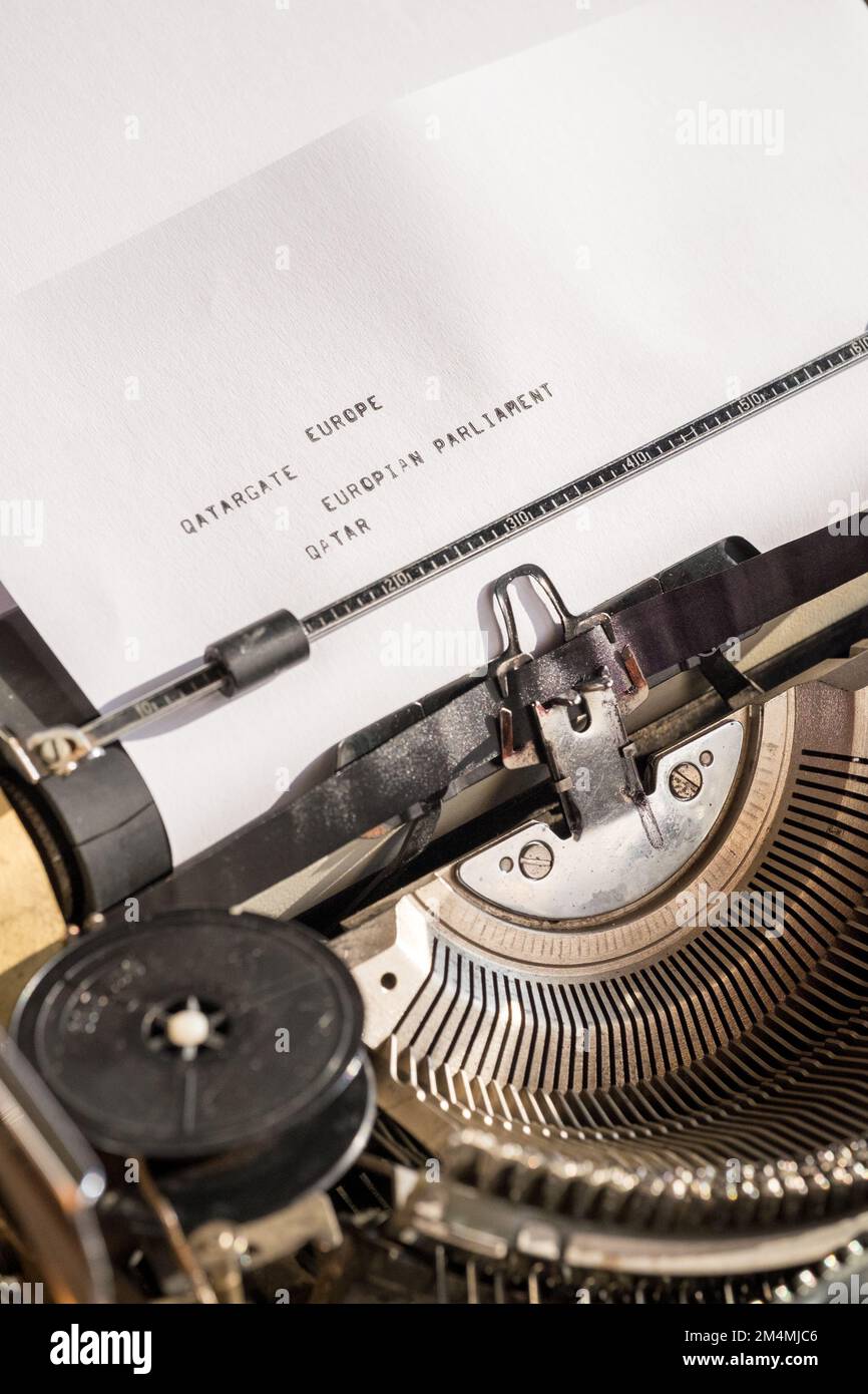 The qatargate scandal inside the European parliament writtten on a