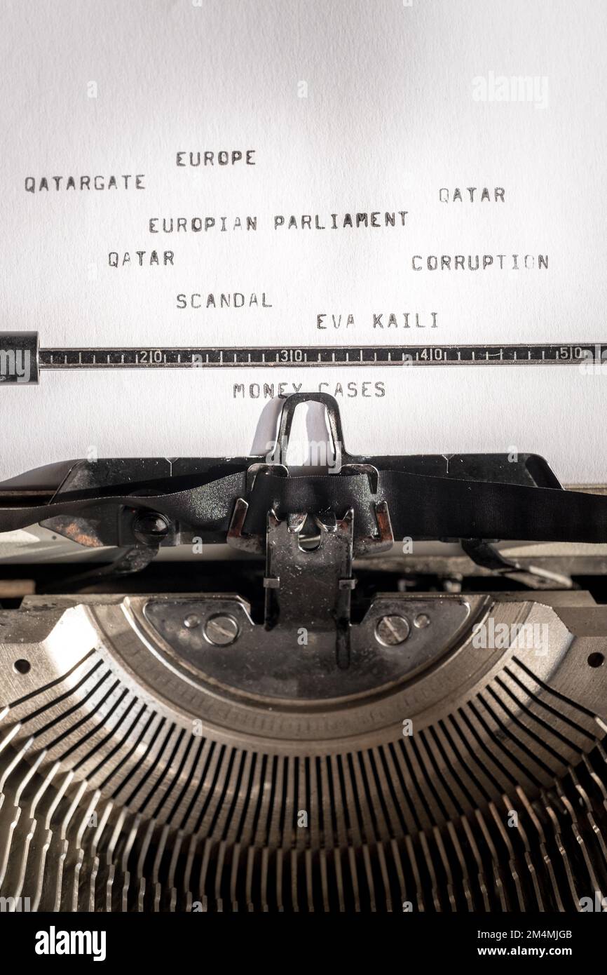 The qatargate scandal inside the European parliament writtten on a