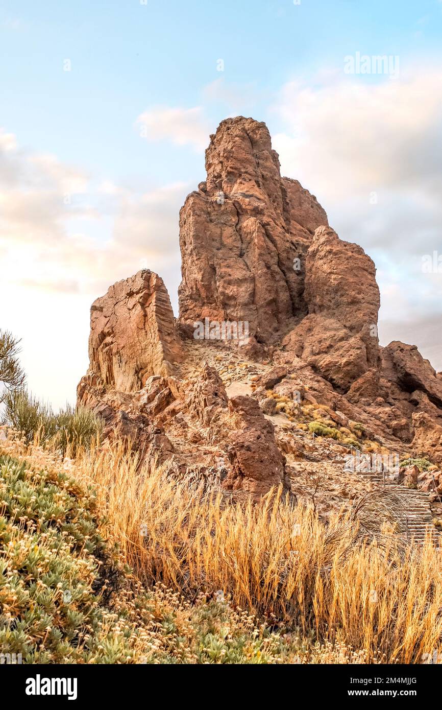 Rock formation Roques de García at the Teide National Park at Tenerife ...