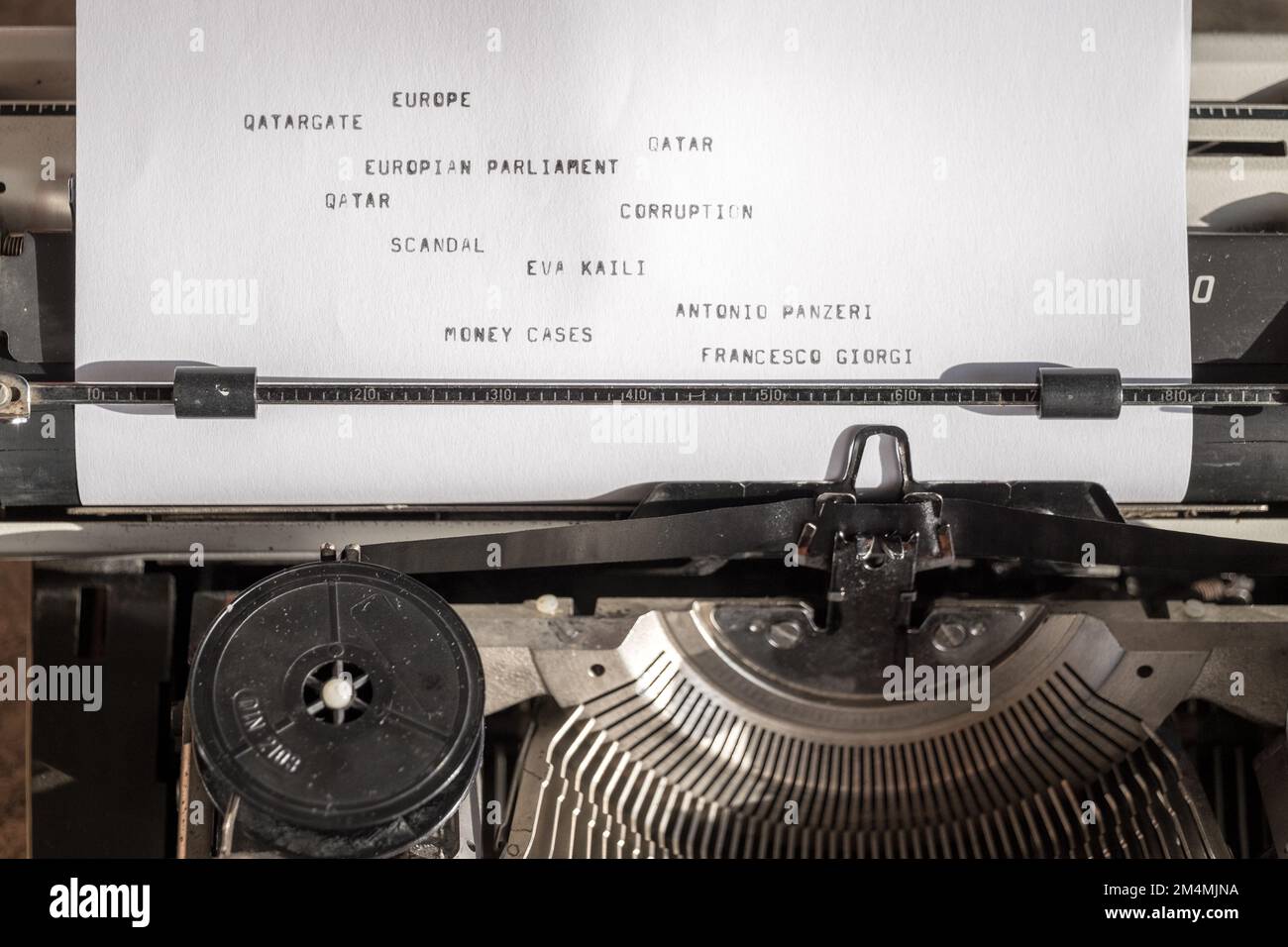 The qatargate scandal inside the European parliament writtten on a