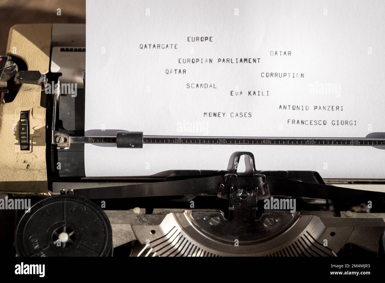 The qatargate scandal inside the European parliament writtten on a