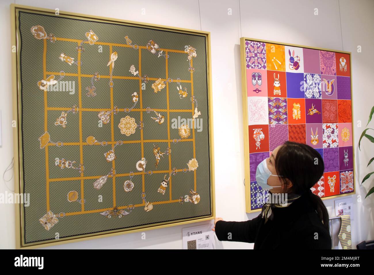 Audiences were visiting the Chinese Zodiac Rabbit Silk Scarf Exhibition  held in YTang Creative Design Experience Center in Suzhou City, east China's  Jiangsu Province, 19 December, 2022. (Photo by ChinaImages/Sipa USA Stock