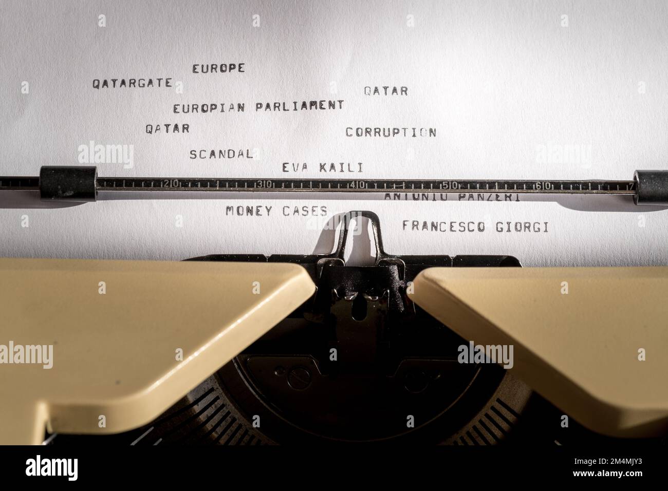 The qatargate scandal inside the European parliament writtten on a