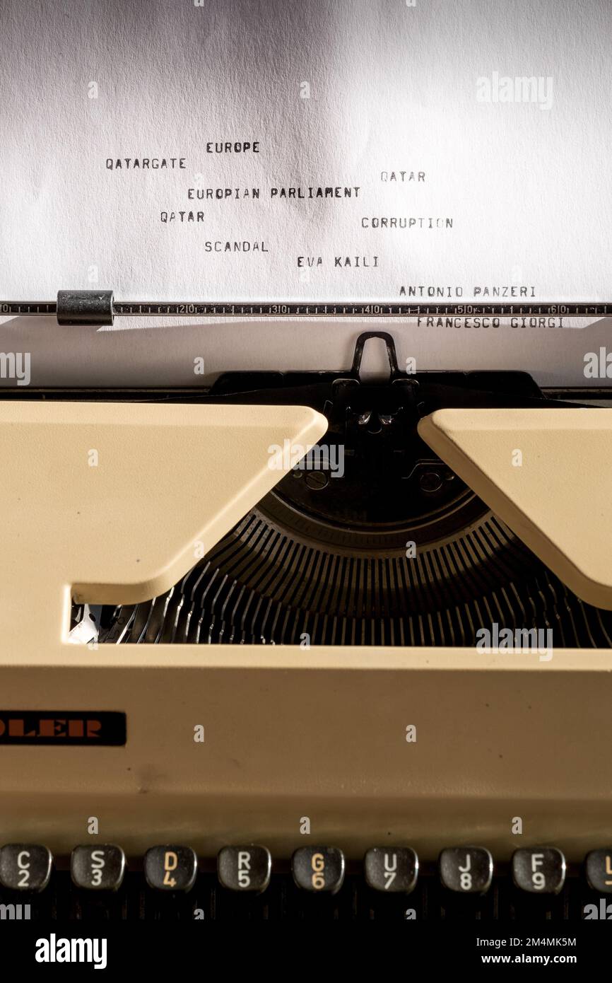 The qatargate scandal inside the European parliament writtten on a