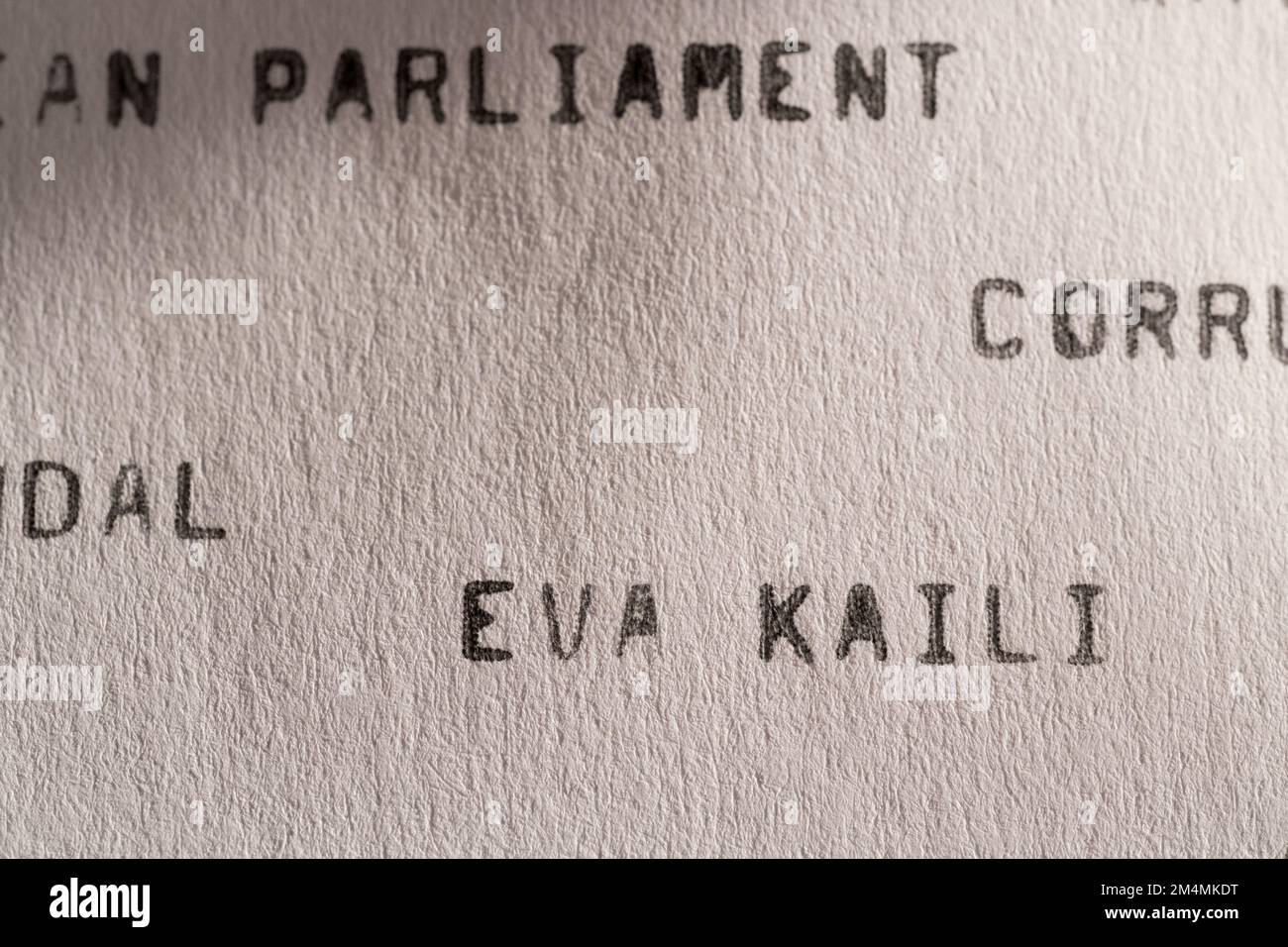 The qatargate scandal inside the European parliament writtten on a vintage typewriter Stock Photo