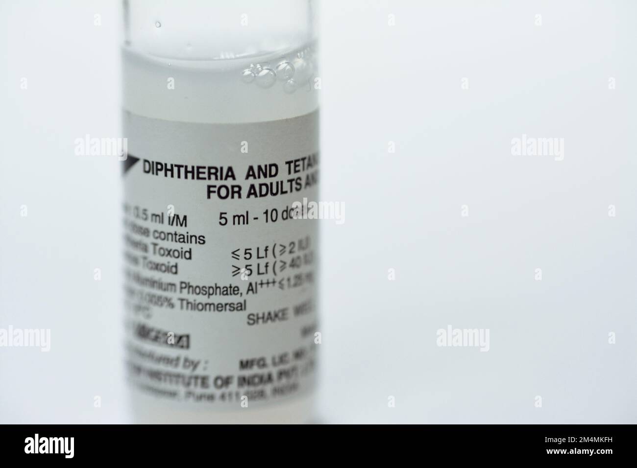 Cairo, Egypt, December 13 2022: Diphtheria Tetanus Vaccine for Intramuscular injection in the shoulder deltoid muscle for children and adults, Diphthe Stock Photo