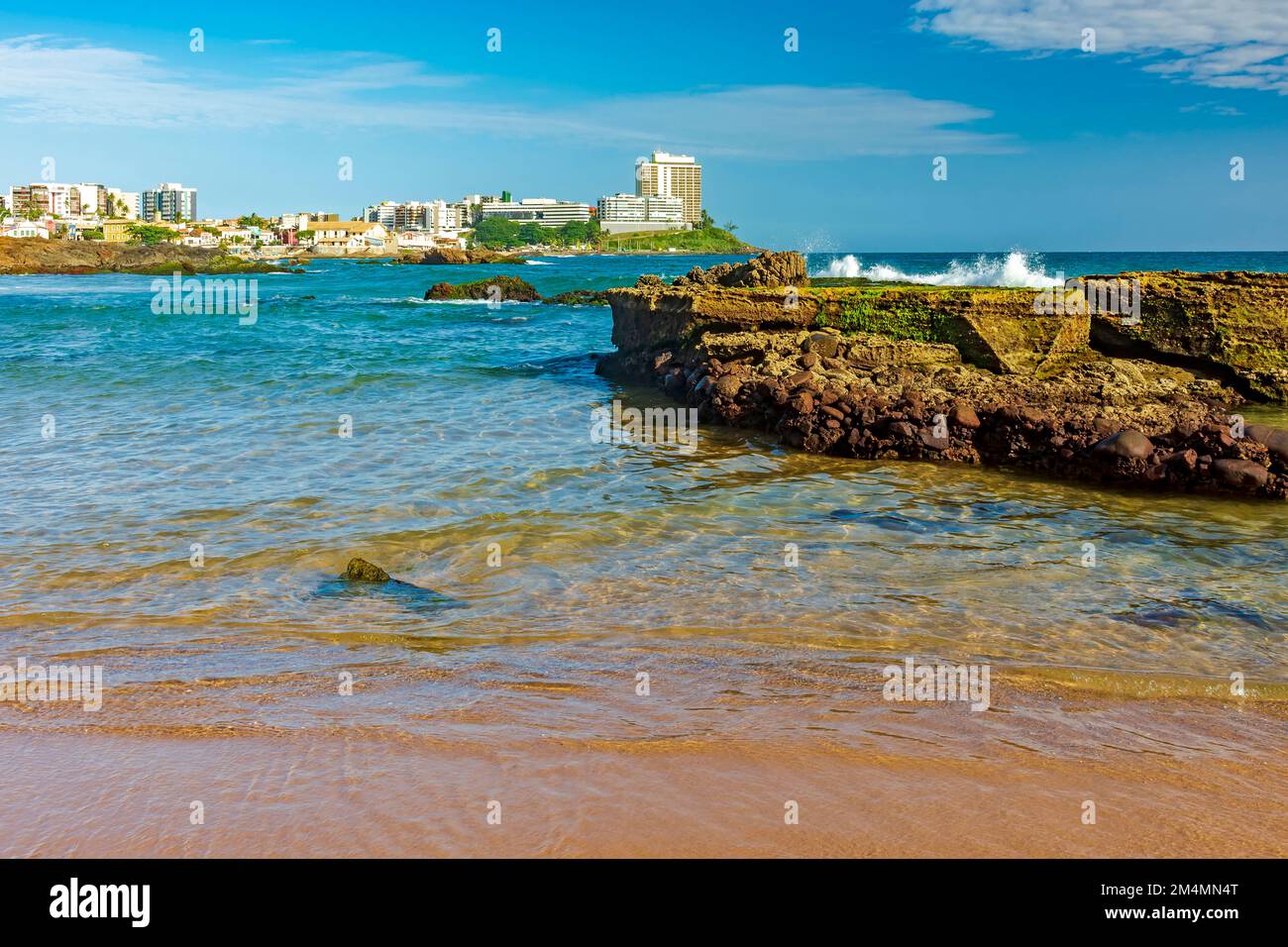 Stunning Patience beach during a sunny afternoon, one of the most beautiful in the urban area of the city of Salvador in Bahia Stock Photo