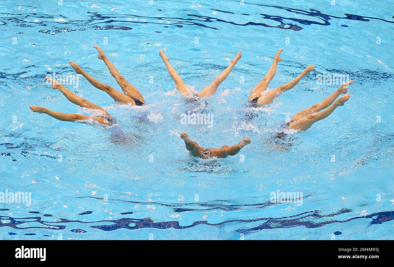 File photo dated 25-07-2012 of The Great Britain Artistic Swimming Team. Men will be allowed to compete in artistic swimming at the Olympics for the first time from Paris 2024 as part of the “sport’s evolution towards inclusivity”. Issue date: Thursday December 22, 2022. Stock Photo
