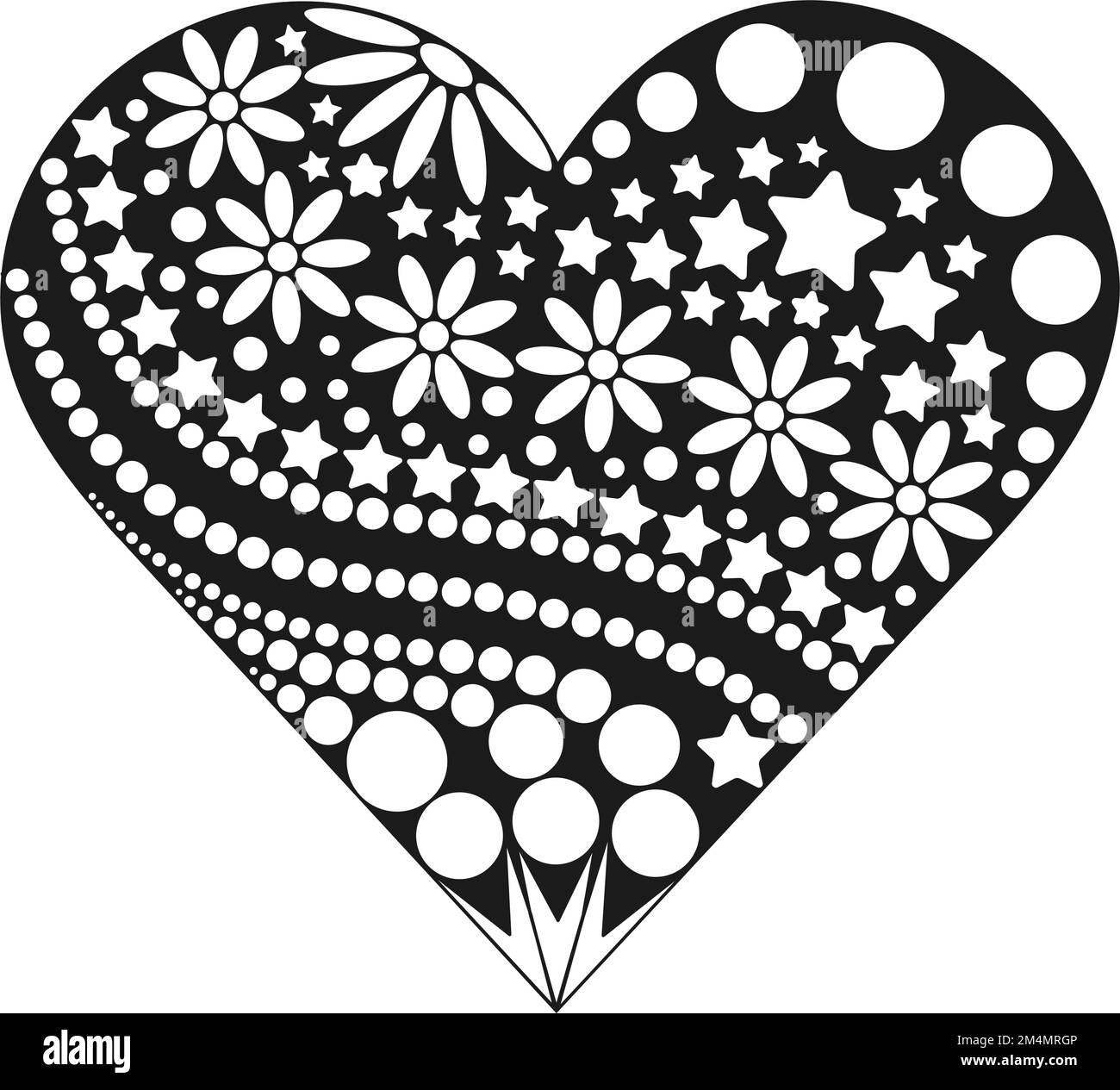 Stencil abstract heart clip art. Ink shadow Stock Vector