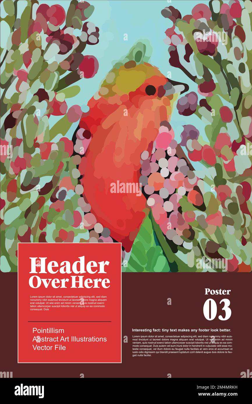 Nature Poster. Vector illustration of natural background, red, orange