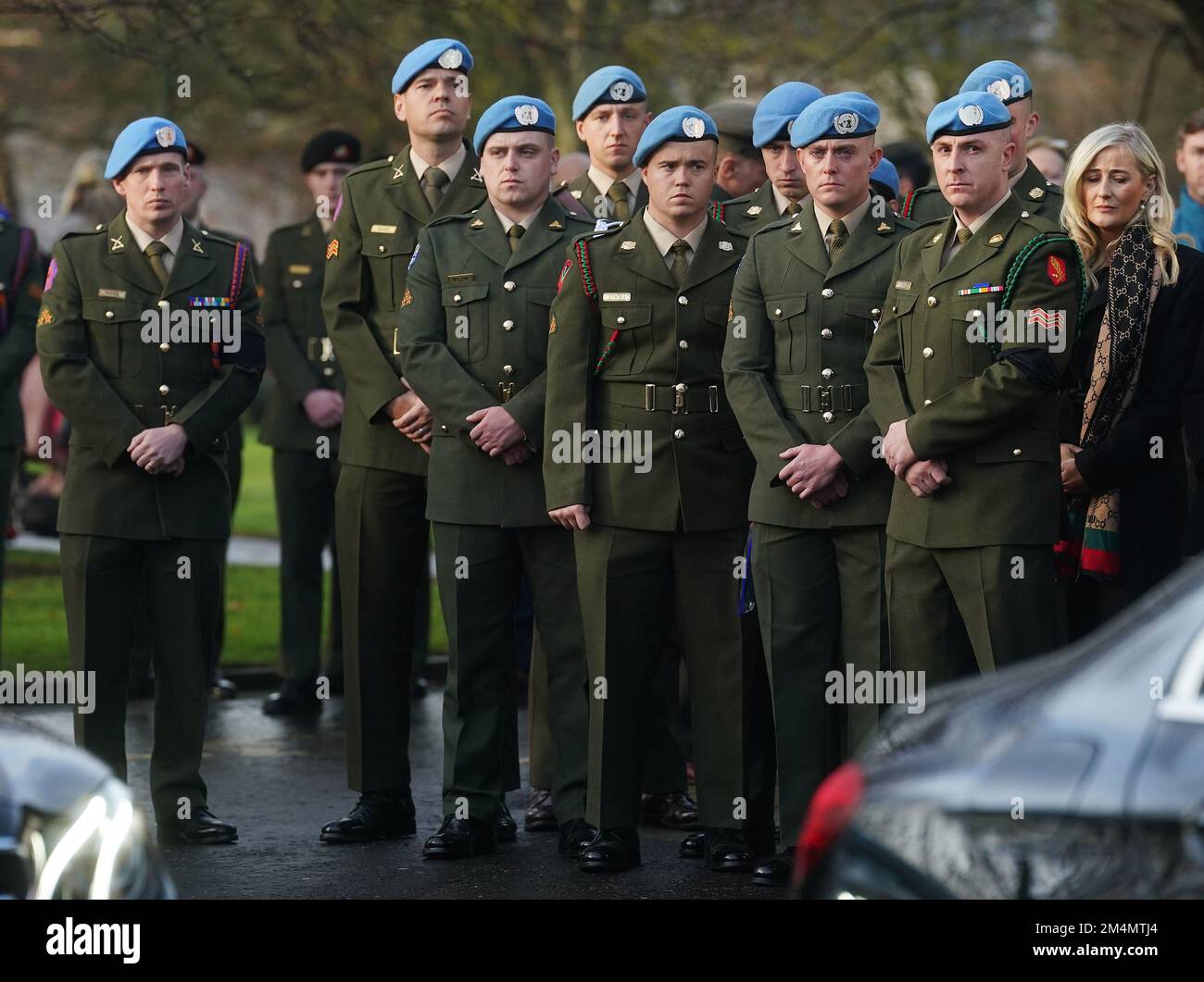 Members of the Irish Defence forces outside Holy Family Church, Dundalk