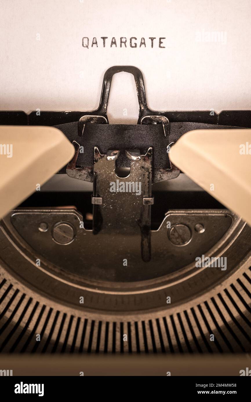 The qatargate scandal inside the European parliament writtten on a