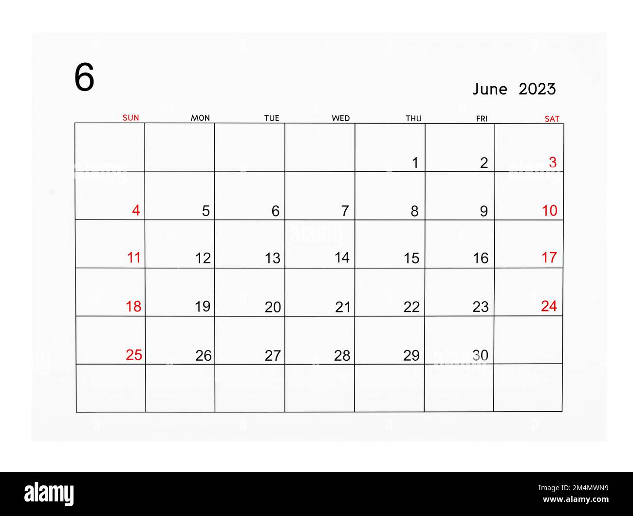 June 2023 calendar Cut Out Stock Images & Pictures - Alamy