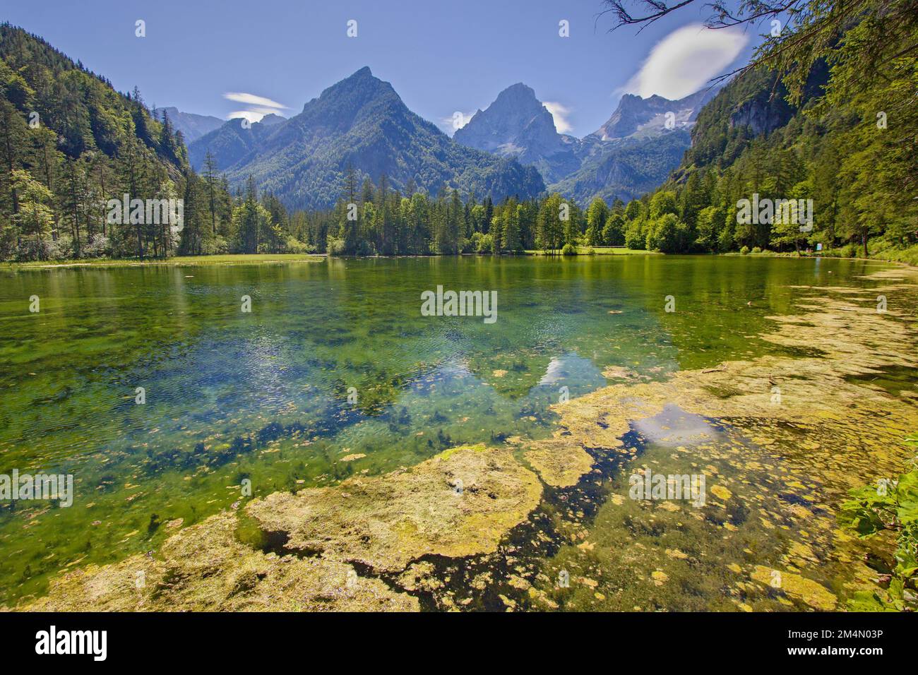 Schiederweiher lake with the weir in Hinterstoder, Austria Stock Photo