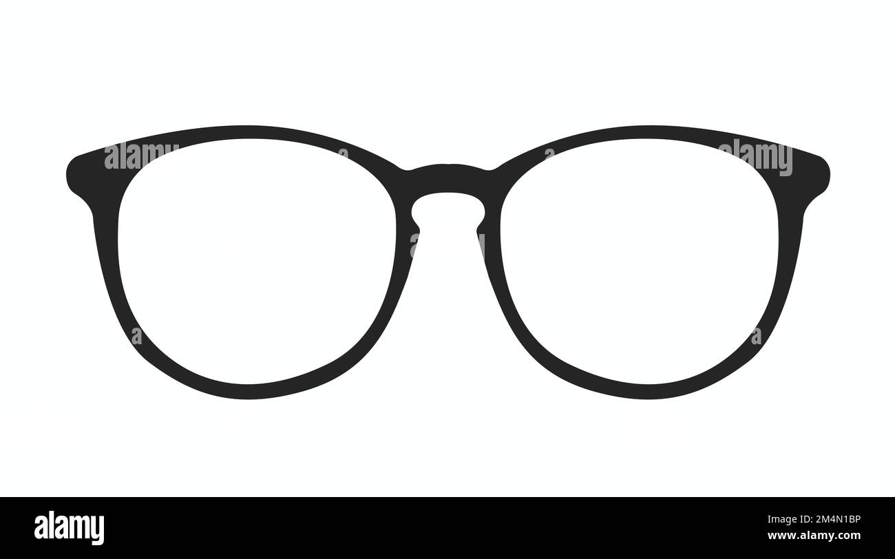 Glasses Vector Illustration. Vector isolated black and white editable illustration of glasses frame Stock Vector