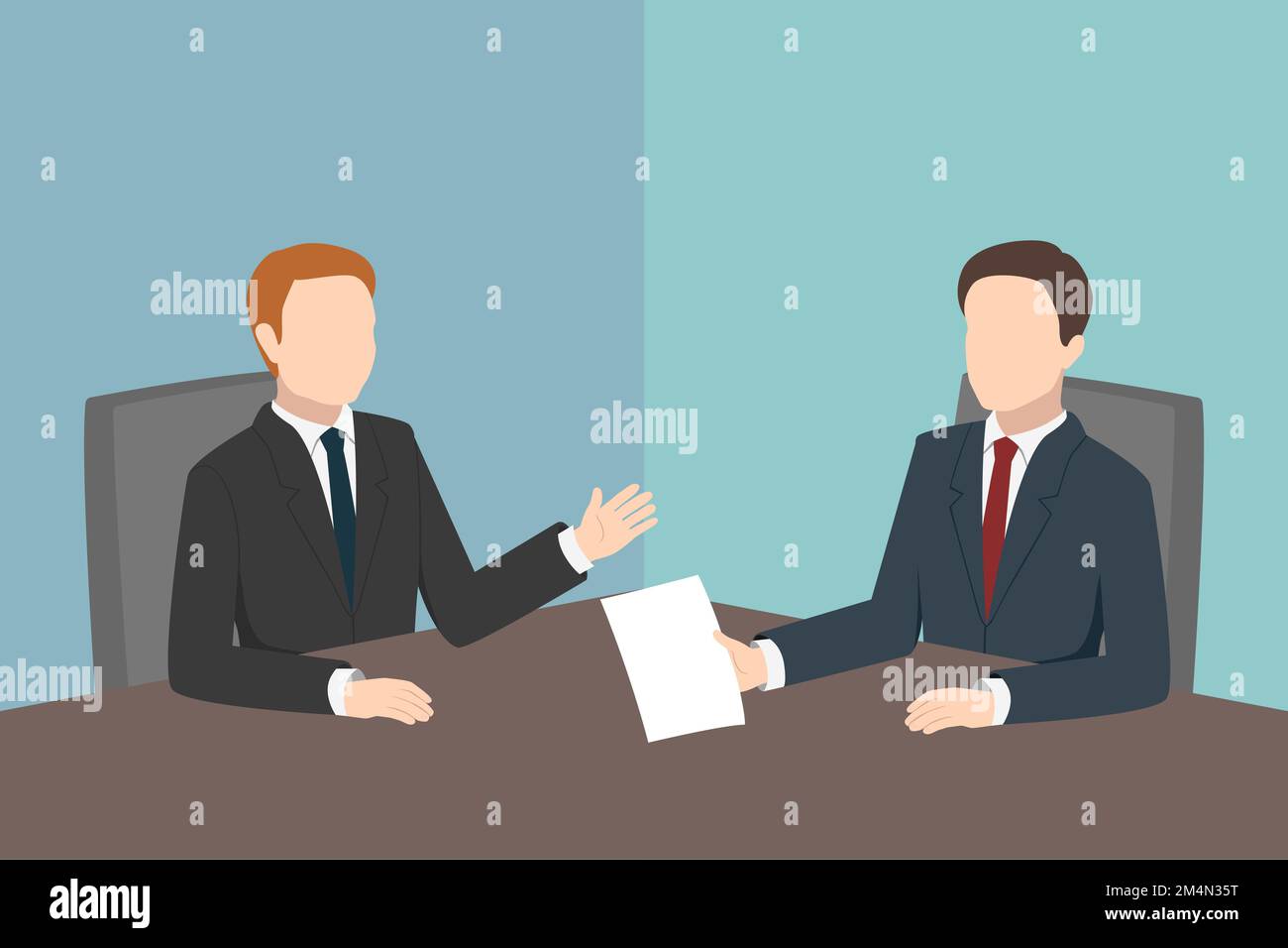 Business partners discussing deal in meeting room. Vector illustration