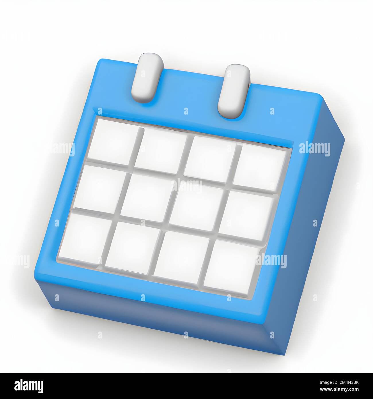 A blue and white calendar on a white surface with a shadow Stock Photo ...