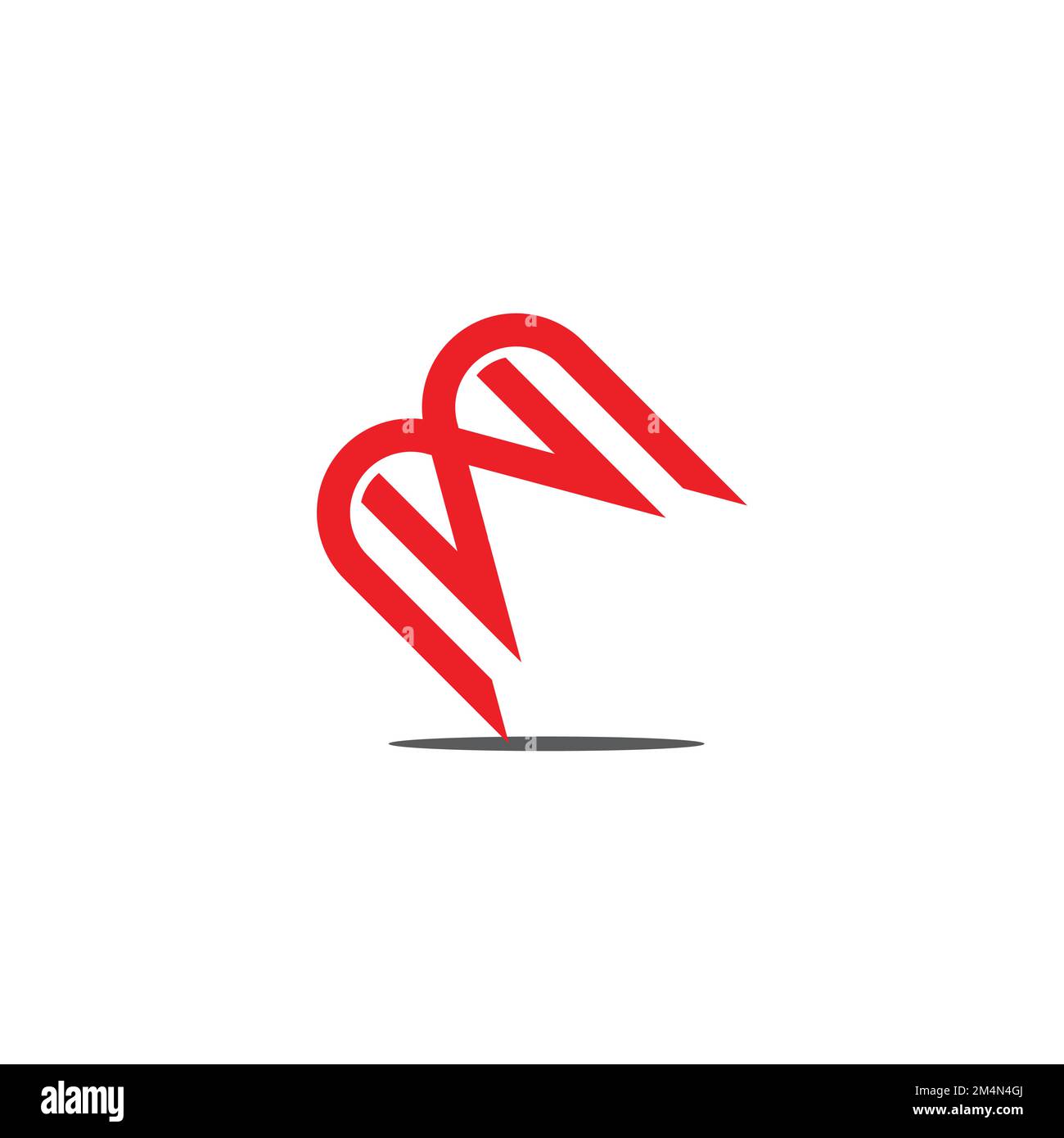 letter mw simple geometric red shadow logo vector Stock Vector Image ...