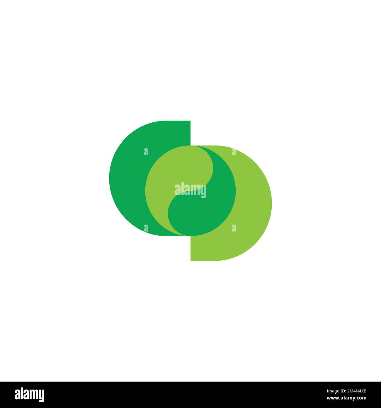 letter cd linked green leaf geometric logo vector Stock Vector