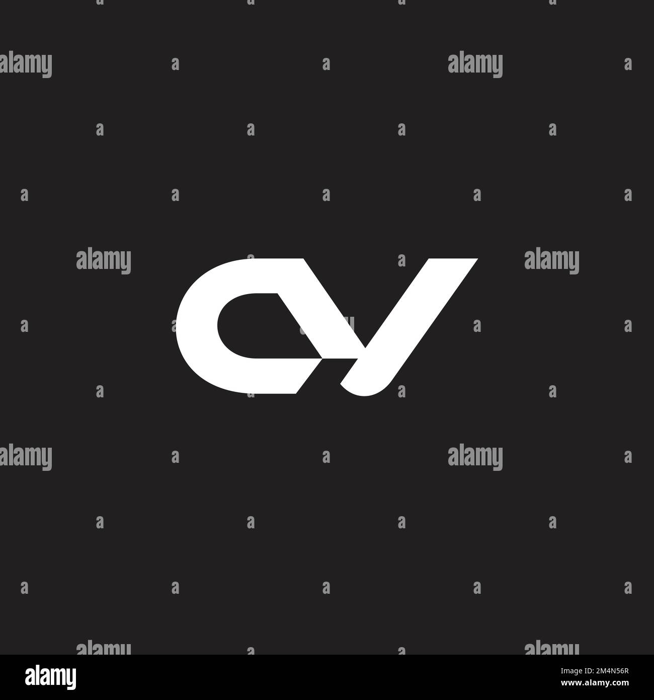 letter cv curves geometric simple logo vector Stock Vector