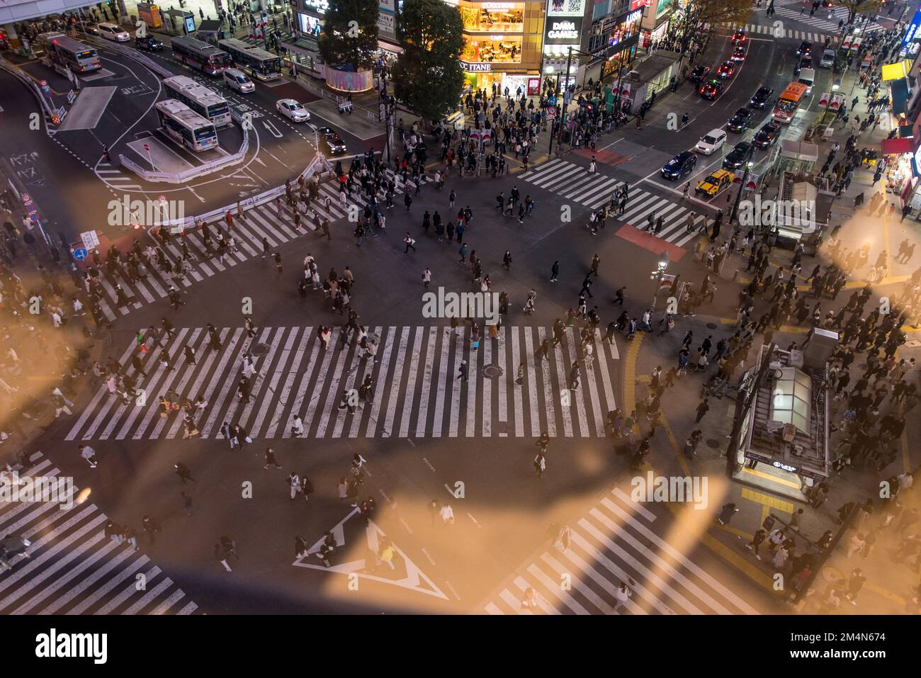 shibuya crossing from top at night Stock Photo - Alamy