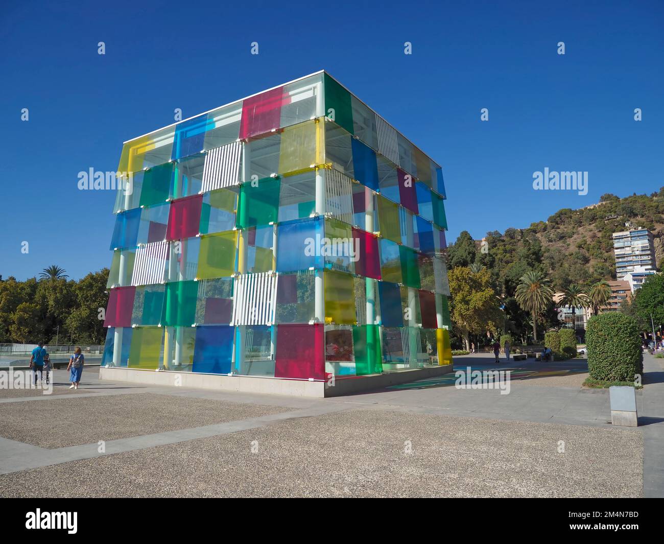 the Cube, a colourful glass and steel box on top of the Pompidou Centre ...