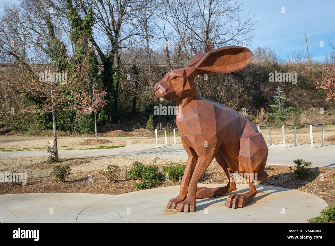 3D giant rabbit sculpture along - 3d Giant Rabbit Sculpture Along The Swamp Rabbit Trail In Greenville South Carolina On December 19 2022 2M4N86E 