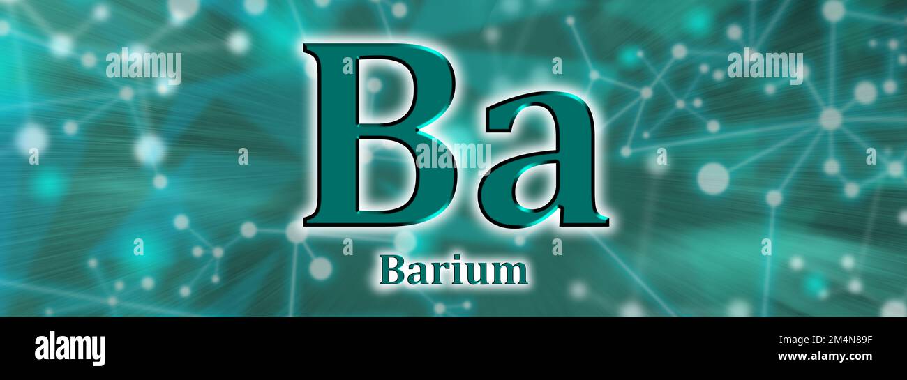 Ba symbol. Barium chemical element on green network background Stock