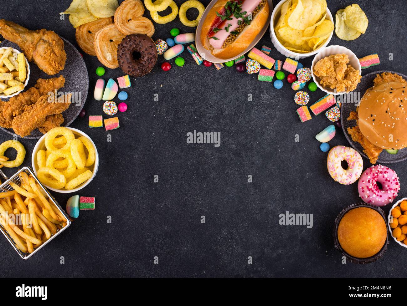 Assortment of various unhealthy junk food Stock Photo Alamy