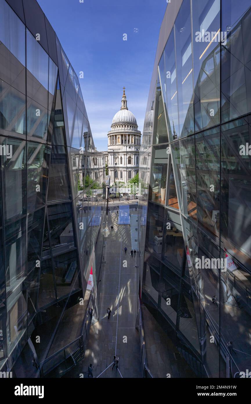 View from One New Change - St Pauls Cathedral - City of London Stock Photo
