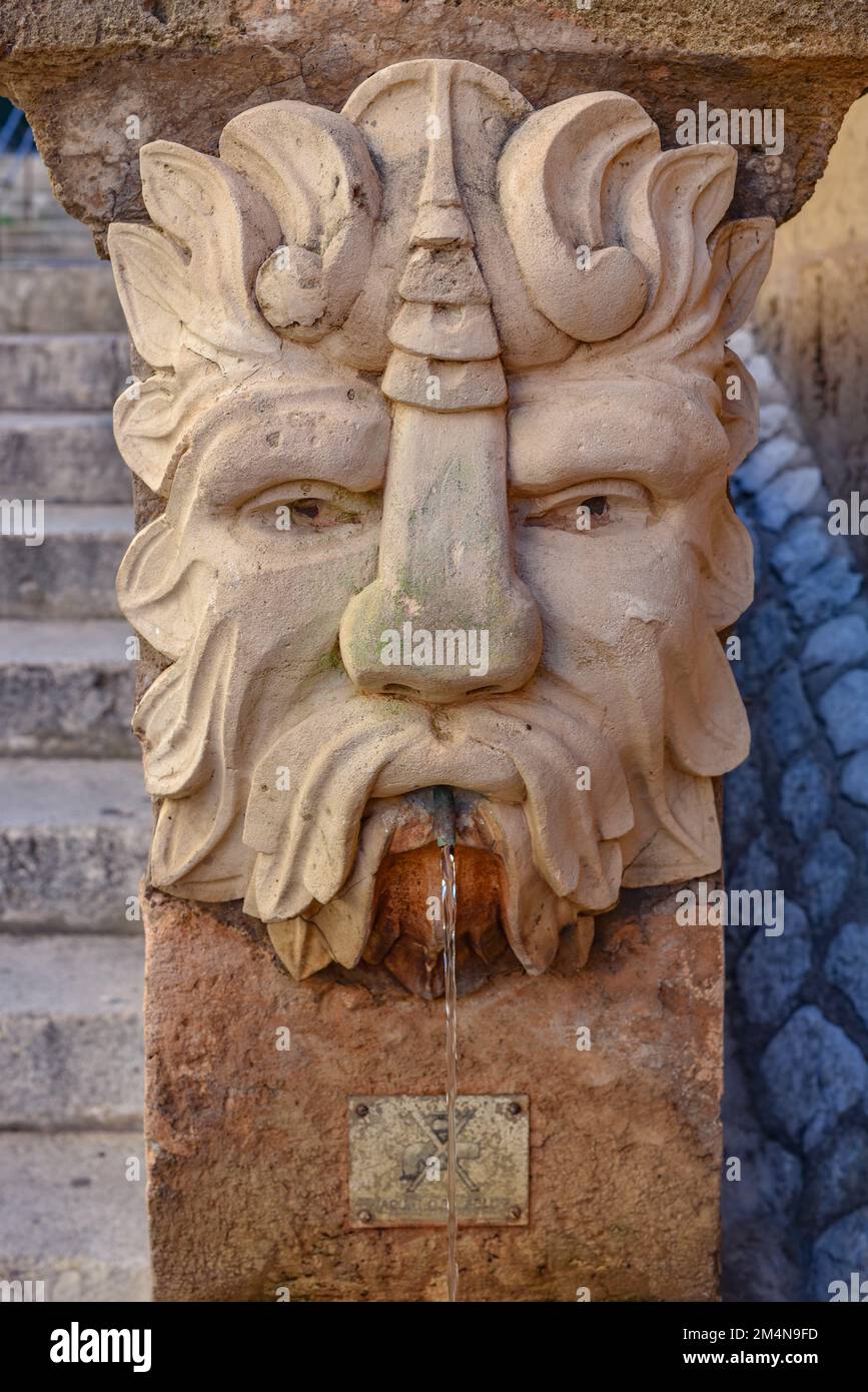 Palma de Mallorca, Spain - 7 Nov 2022: Gargoyle fountains on the steps ...