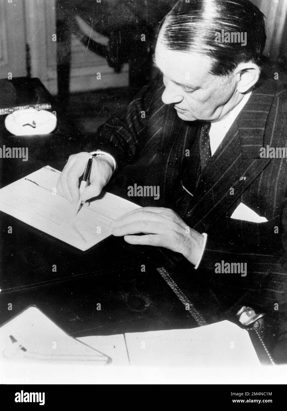 President Coty Registers For French Census. Photographs of Marshall Plan Programs, Exhibits, and Personnel Stock Photo